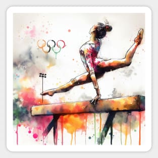 Artistic interpterion of an Olympian on the balance beam. Magnet